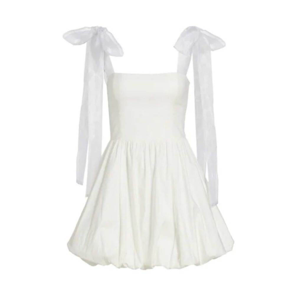 Reformation White Tie-Shoulder Mini Dress Size 6 - Picture 6 of 11
